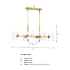 Aries 6-Light Brushed Gold Transitional Linear Chandelier for Kitchen Islands with No Bulbs Included