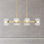 Aries 6-Light Brushed Gold Transitional Linear Chandelier for Kitchen Islands with No Bulbs Included