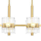 Aries 6-Light Brushed Gold Transitional Linear Chandelier for Kitchen Islands with No Bulbs Included