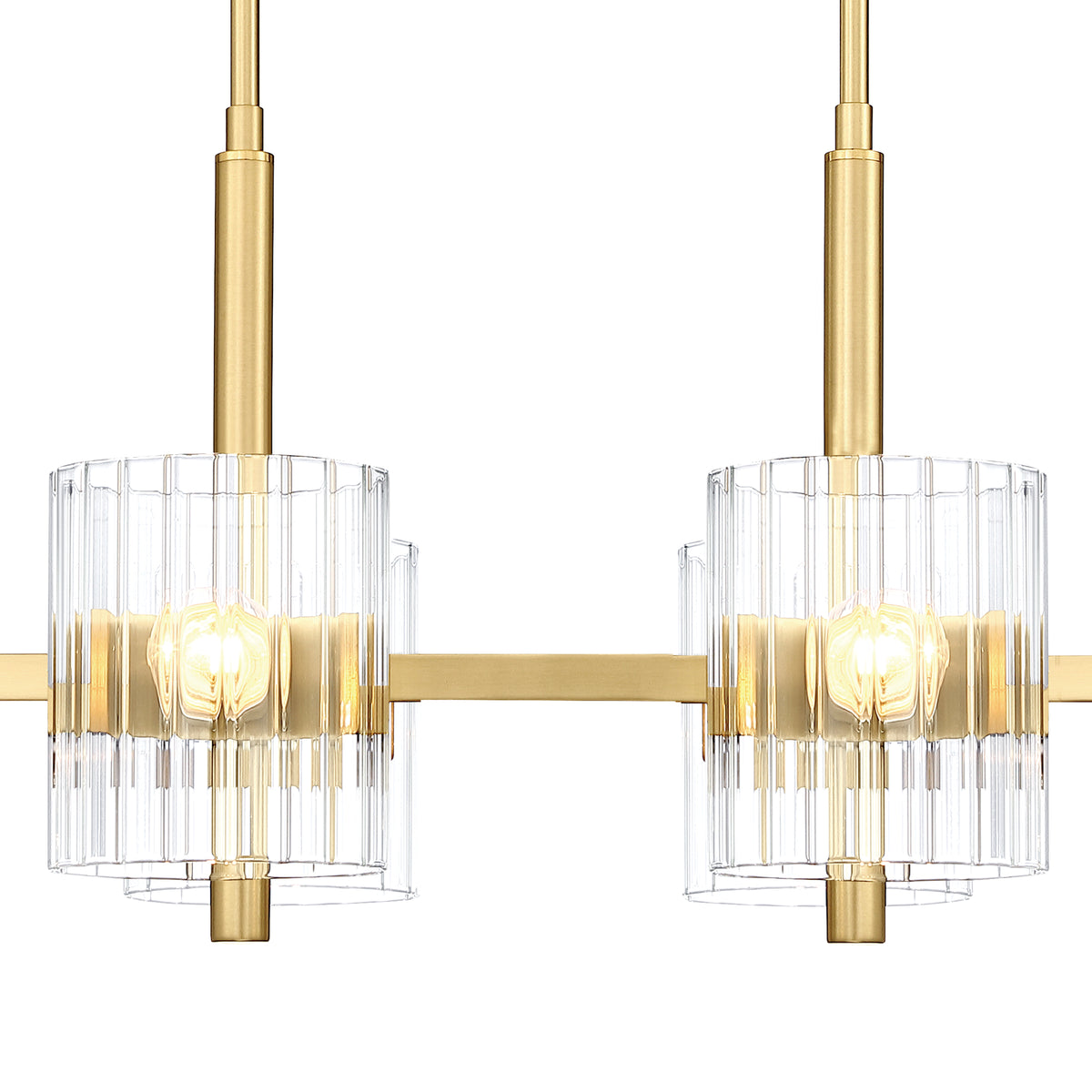 Aries 6-Light Brushed Gold Transitional Linear Chandelier for Kitchen Islands with No Bulbs Included