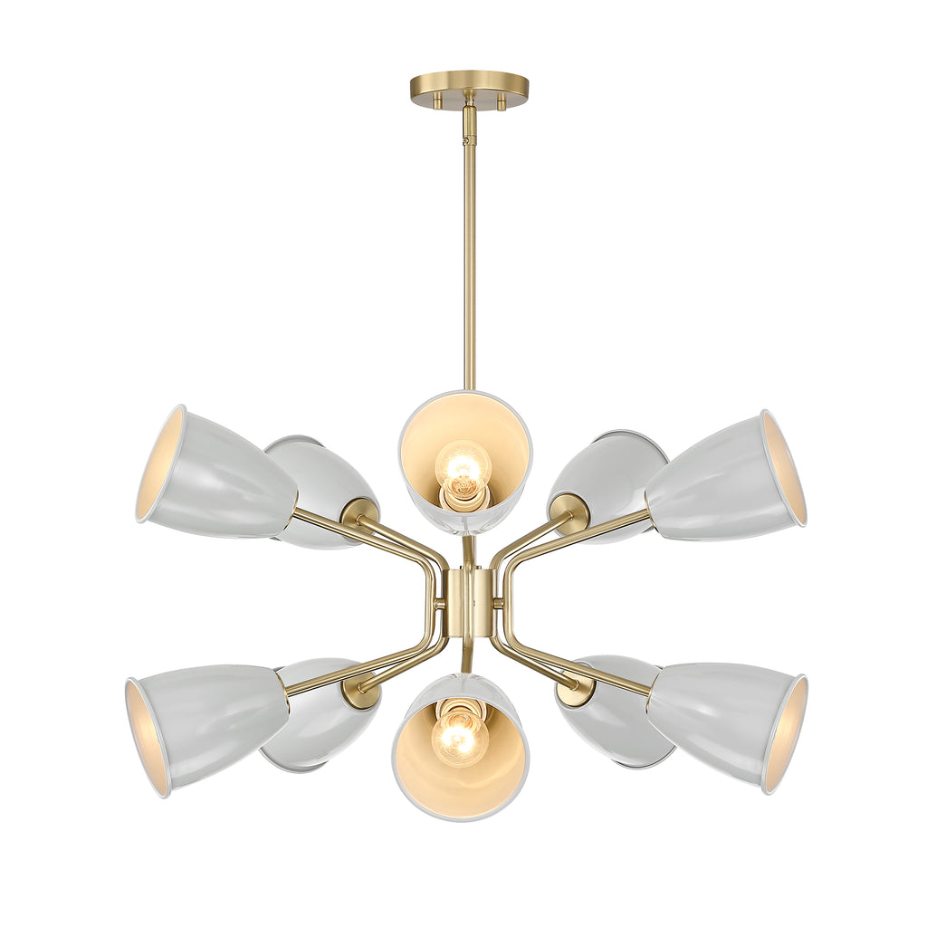 Biba 10-Light Brushed Gold Transitional Tiered Chandelier for Dining Areas with No Bulbs Included