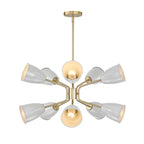 Biba 10-Light Brushed Gold Transitional Tiered Chandelier for Dining Areas with No Bulbs Included