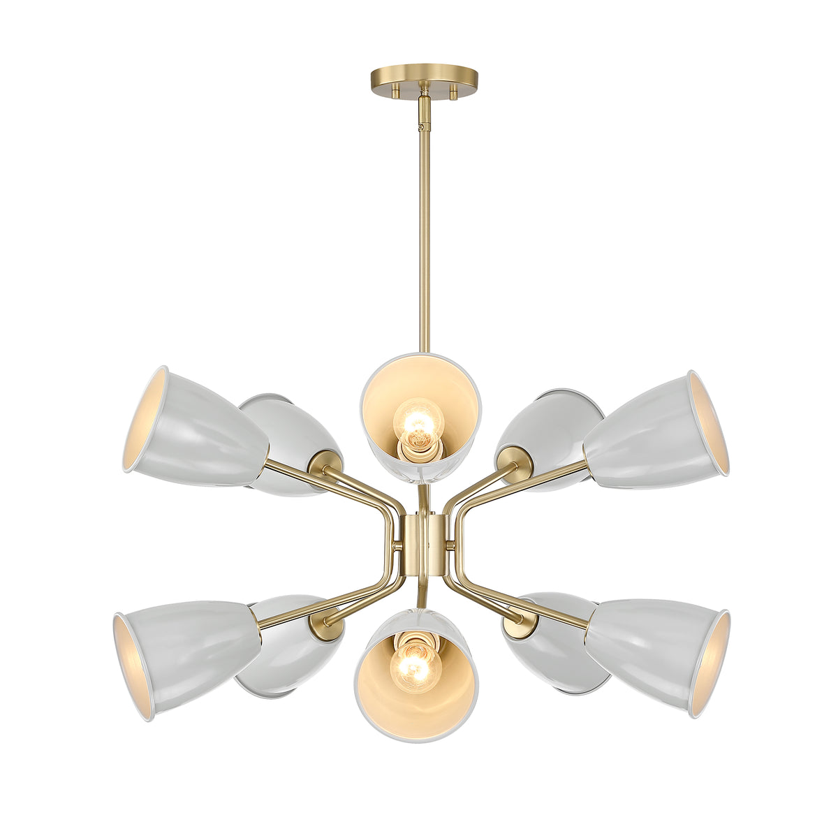 Biba 10-Light Brushed Gold Transitional Tiered Chandelier for Dining Areas with No Bulbs Included