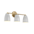 Biba 24 in. 3-Light Brushed Gold Modern Vanity Light with Grey Sky Metal Shades for Bathrooms
