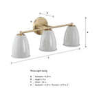 Biba 24 in. 3-Light Brushed Gold Modern Vanity Light with Grey Sky Metal Shades for Bathrooms