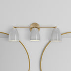 Biba 24 in. 3-Light Brushed Gold Modern Vanity Light with Grey Sky Metal Shades for Bathrooms