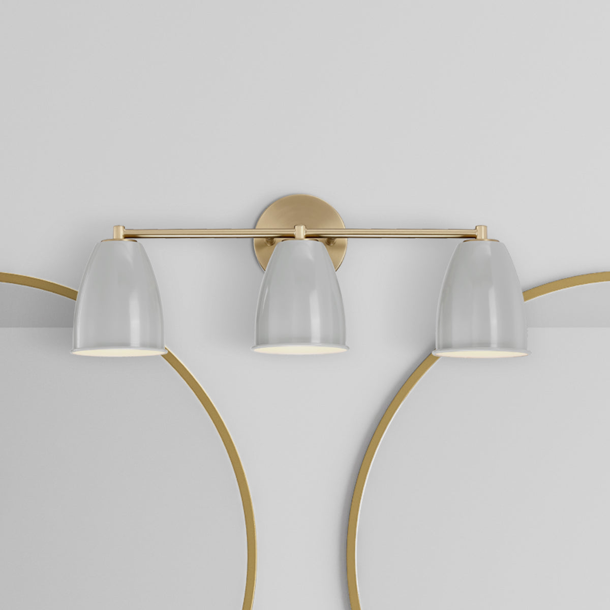 Biba 24 in. 3-Light Brushed Gold Modern Vanity Light with Grey Sky Metal Shades for Bathrooms
