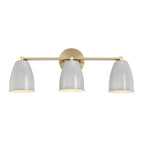 Biba 24 in. 3-Light Brushed Gold Modern Vanity Light with Grey Sky Metal Shades for Bathrooms