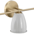 Biba 24 in. 3-Light Brushed Gold Modern Vanity Light with Grey Sky Metal Shades for Bathrooms
