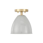 Biba 8.25 in. 1-Light Brushed Gold Modern Entryway Semi-Flush Mount with Metal Shade