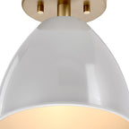 Biba 8.25 in. 1-Light Brushed Gold Modern Entryway Semi-Flush Mount with Metal Shade