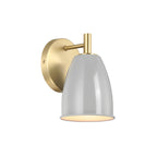 Biba 5.25 in. 1-Light Brushed Gold Modern Wall Sconce with Grey Sky Metal Shade for Living Rooms