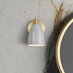 Biba 5.25 in. 1-Light Brushed Gold Modern Wall Sconce with Grey Sky Metal Shade for Living Rooms