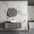 Biba 5.25 in. 1-Light Brushed Gold Modern Wall Sconce with Grey Sky Metal Shade for Living Rooms