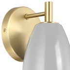 Biba 5.25 in. 1-Light Brushed Gold Modern Wall Sconce with Grey Sky Metal Shade for Living Rooms