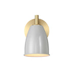 Biba 5.25 in. 1-Light Brushed Gold Modern Wall Sconce with Grey Sky Metal Shade for Living Rooms