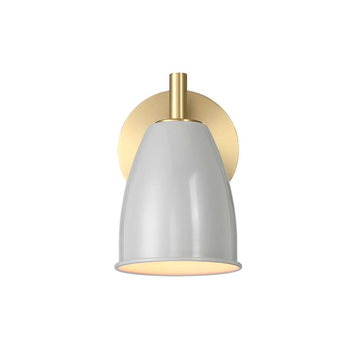 Biba 5.25 in. 1-Light Brushed Gold Modern Wall Sconce with Grey Sky Metal Shade for Living Rooms
