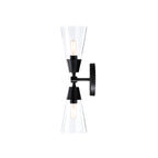Norro 5.25 in. 2-Light Matte Black Transitional Wall Sconce with Clear Glass Shades