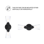 Norro 5.25 in. 2-Light Matte Black Transitional Wall Sconce with Clear Glass Shades
