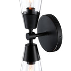 Norro 5.25 in. 2-Light Matte Black Transitional Wall Sconce with Clear Glass Shades
