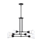 Norro 6-Light Matte Black Modern Geometric Chandelier for Dining Areas with No Bulbs Included