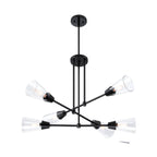 Norro 6-Light Matte Black Modern Geometric Chandelier for Dining Areas with No Bulbs Included