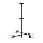 Norro 6-Light Matte Black Modern Geometric Chandelier for Dining Areas with No Bulbs Included