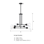 Norro 6-Light Matte Black Modern Geometric Chandelier for Dining Areas with No Bulbs Included