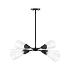 Norro 4-Light Matte Black Modern Geometric Chandelier for Dining Areas with No Bulbs Included