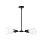 Norro 4-Light Matte Black Modern Geometric Chandelier for Dining Areas with No Bulbs Included