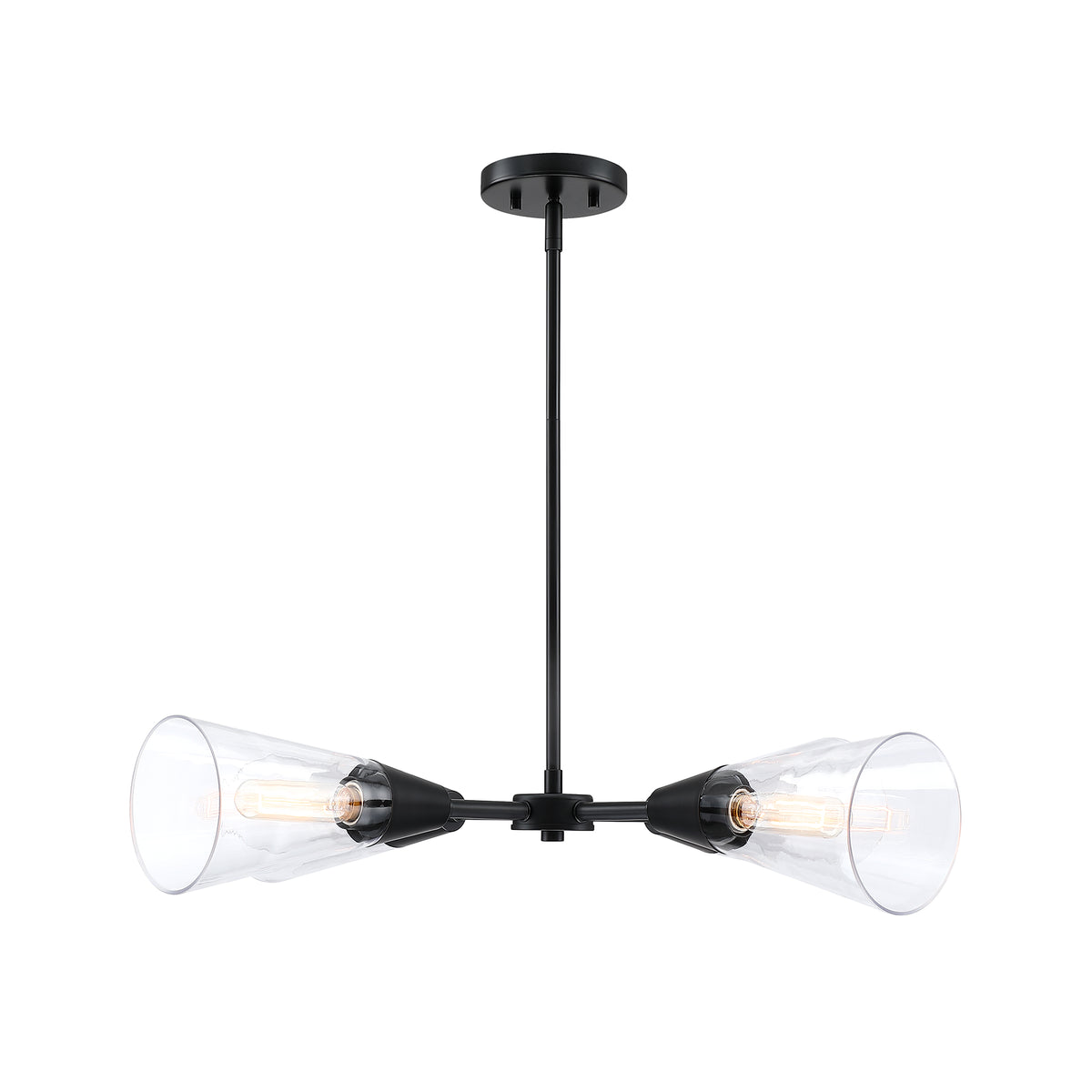 Norro 4-Light Matte Black Modern Geometric Chandelier for Dining Areas with No Bulbs Included