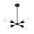 Norro 4-Light Matte Black Modern Geometric Chandelier for Dining Areas with No Bulbs Included