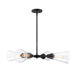 Norro 4-Light Matte Black Modern Geometric Chandelier for Dining Areas with No Bulbs Included
