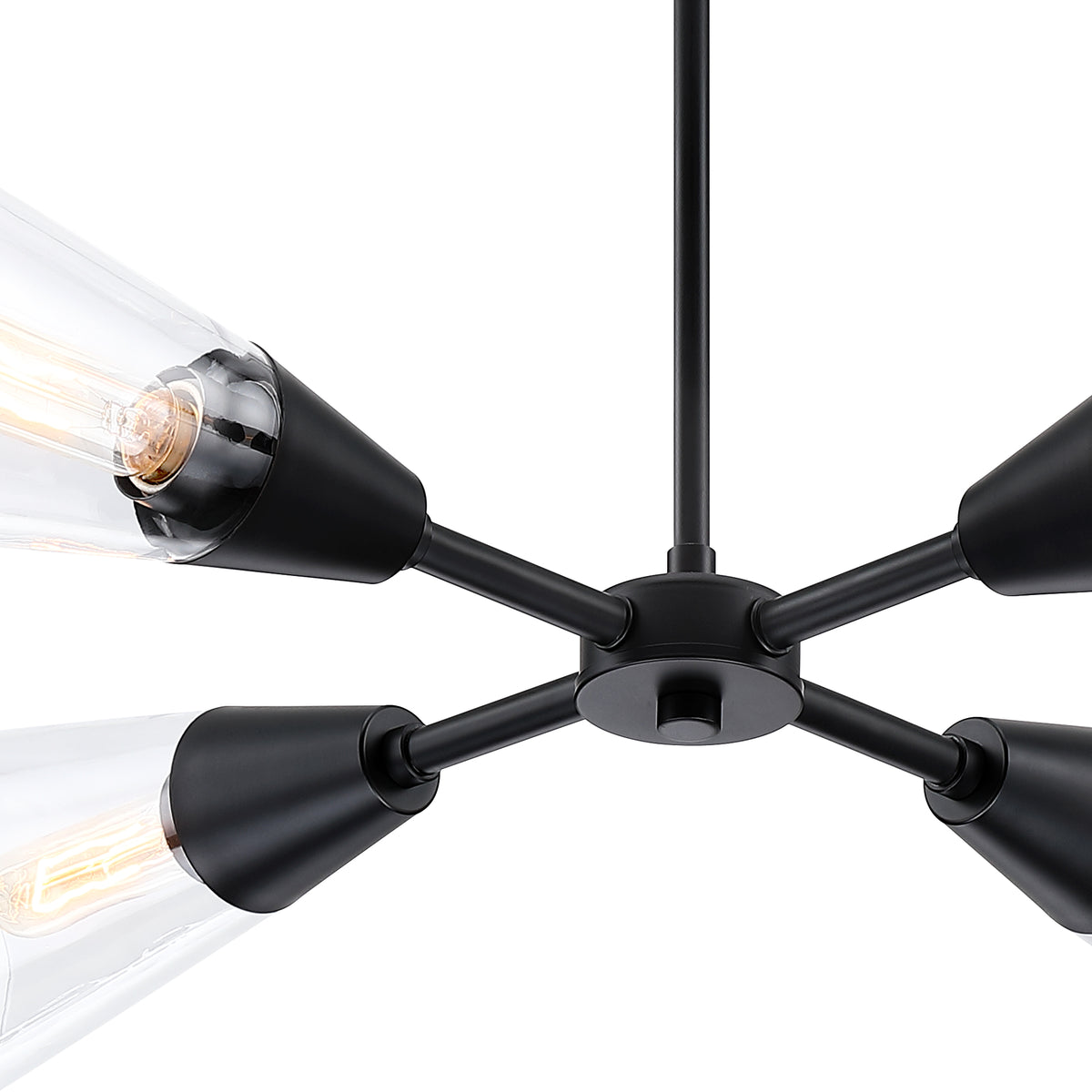 Norro 4-Light Matte Black Modern Geometric Chandelier for Dining Areas with No Bulbs Included