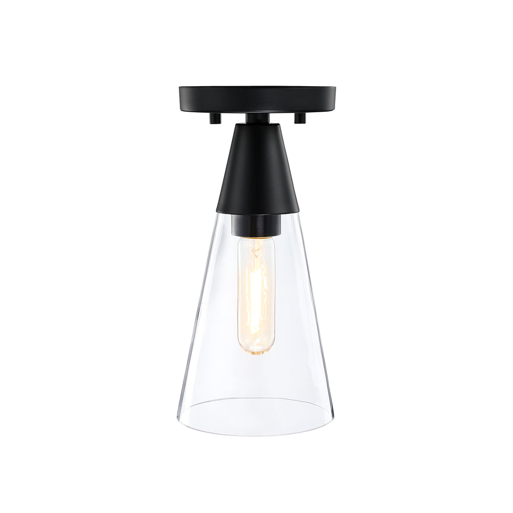 Norro 5.5 in. Modern Matte Black Medium-Base (E26) Bulb Flush Mount for Kitchens