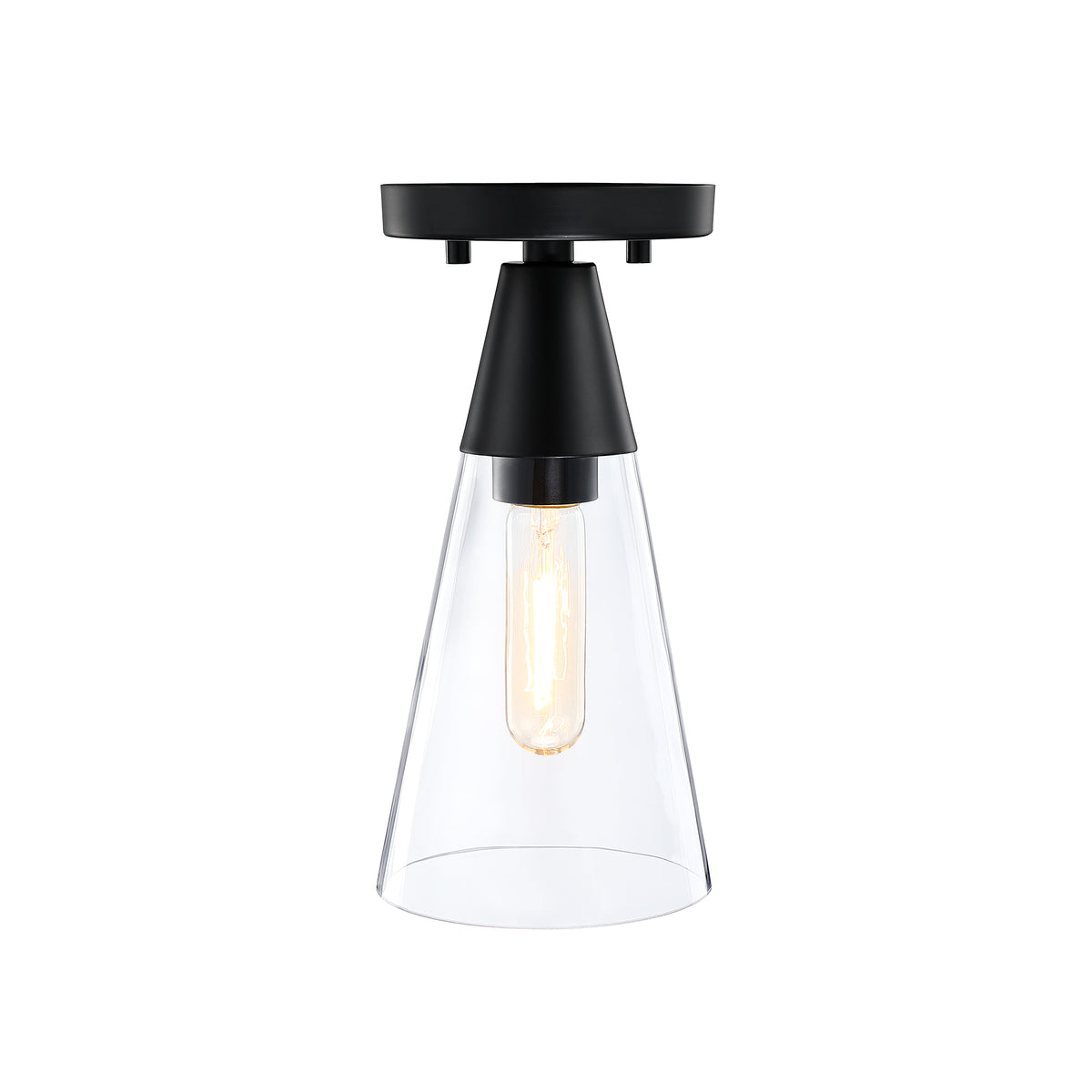 Norro 5.5 in. Modern Matte Black Medium-Base (E26) Bulb Flush Mount for Kitchens