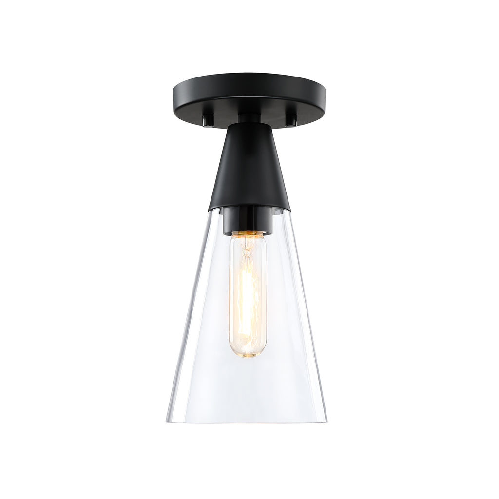 Norro 5.5 in. Modern Matte Black Medium-Base (E26) Bulb Flush Mount for Kitchens