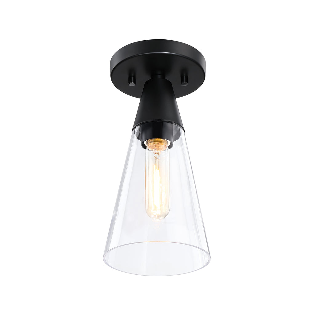 Norro 5.5 in. Modern Matte Black Medium-Base (E26) Bulb Flush Mount for Kitchens