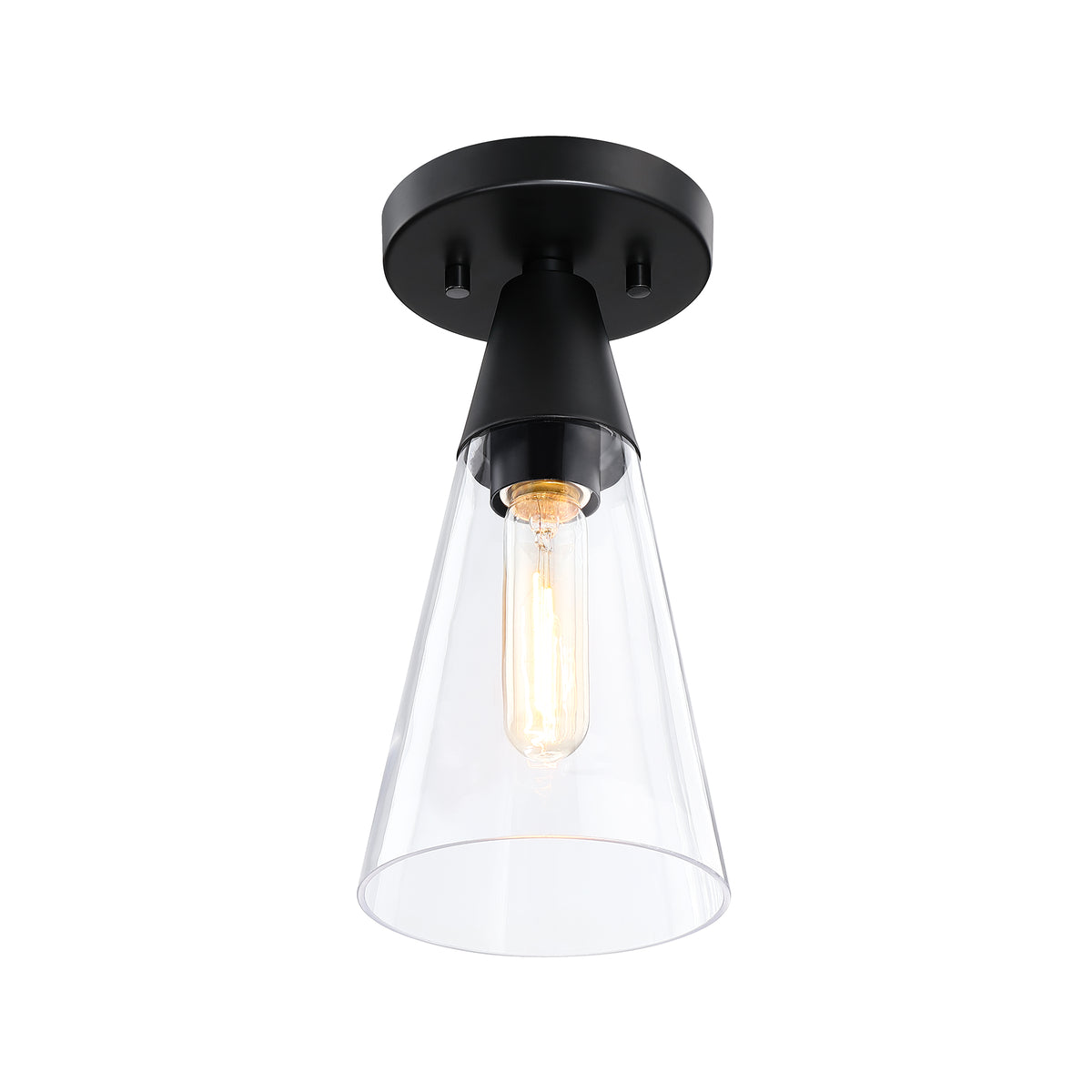 Norro 5.5 in. Modern Matte Black Medium-Base (E26) Bulb Flush Mount for Kitchens