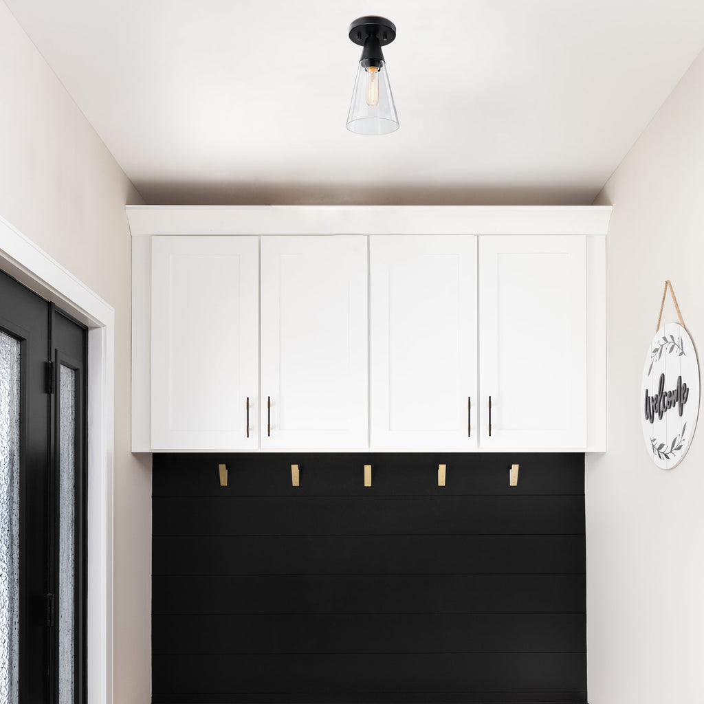 Norro 5.5 in. Modern Matte Black Medium-Base (E26) Bulb Flush Mount for Kitchens