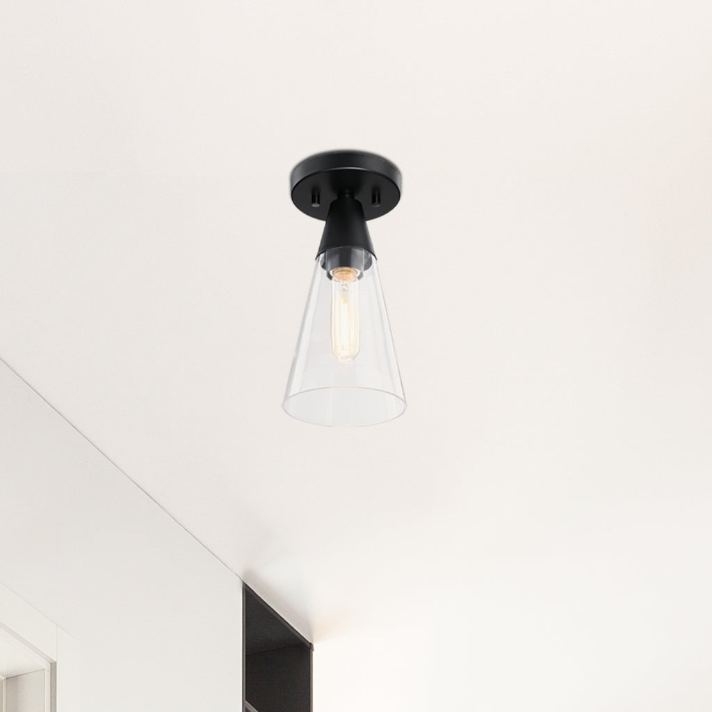 Norro 5.5 in. Modern Matte Black Medium-Base (E26) Bulb Flush Mount for Kitchens
