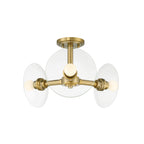 Litto 14.75 in. 3-Light Brushed Gold Modern Entryway Semi-Flush Mount with No Bulbs Included