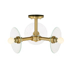 Litto 14.75 in. 3-Light Brushed Gold Modern Entryway Semi-Flush Mount with No Bulbs Included