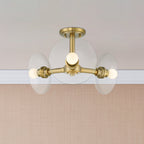 Litto 14.75 in. 3-Light Brushed Gold Modern Entryway Semi-Flush Mount with No Bulbs Included