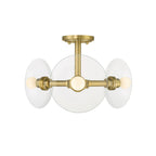 Litto 14.75 in. 3-Light Brushed Gold Modern Entryway Semi-Flush Mount with No Bulbs Included