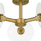 Litto 14.75 in. 3-Light Brushed Gold Modern Entryway Semi-Flush Mount with No Bulbs Included
