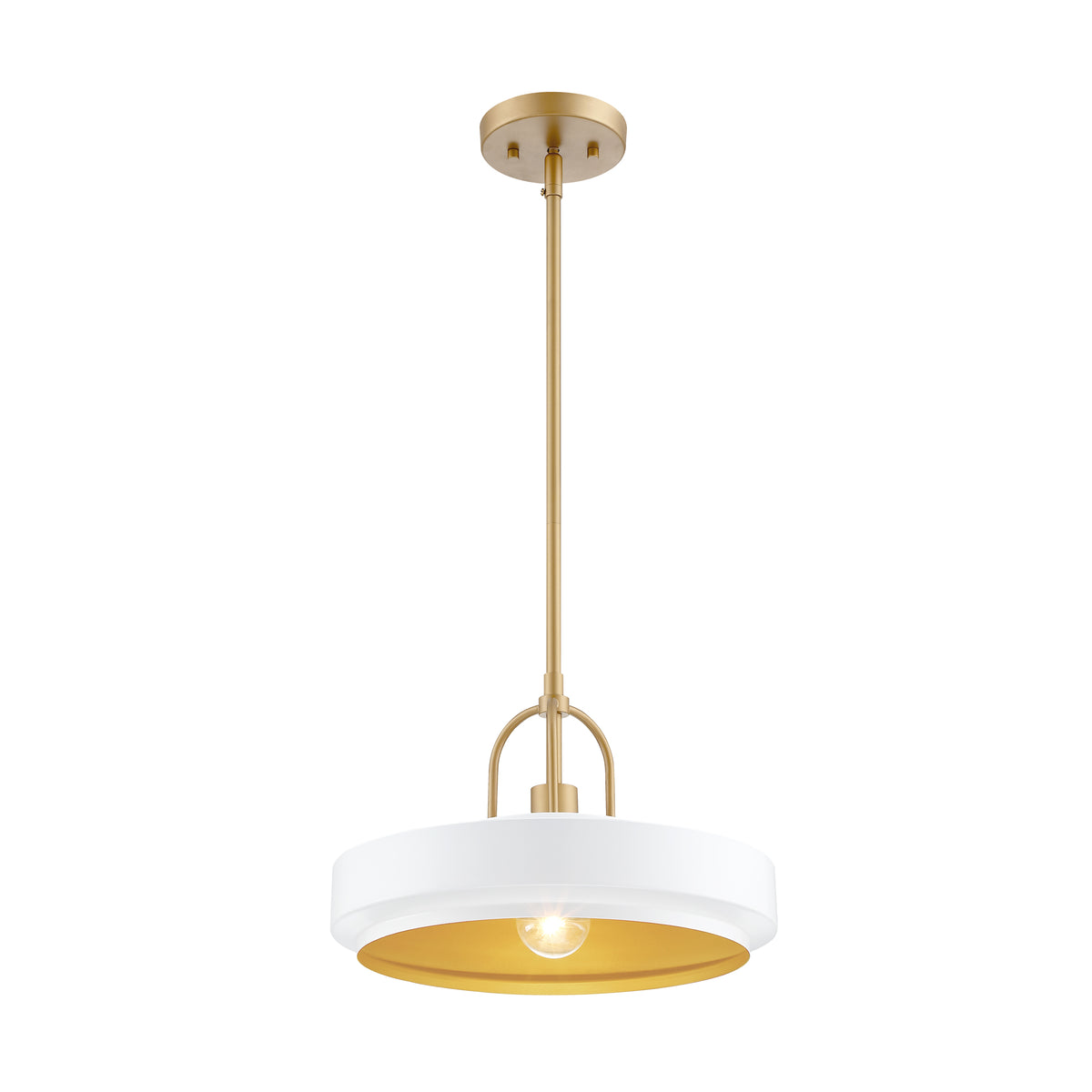 Odea 60-Watt 1-Light Matte White Transitional Pendant Light with Matte White Metal Shade and No Bulbs Included
