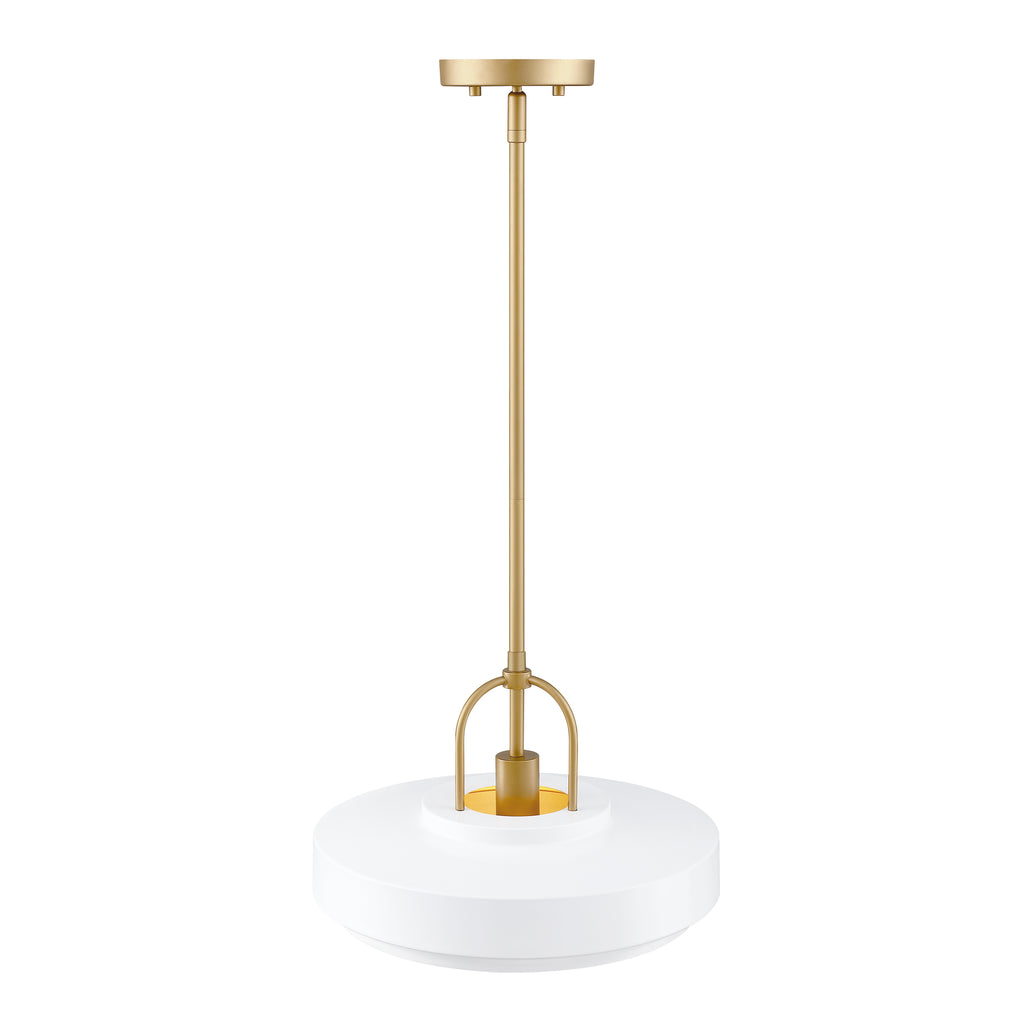 Odea 60-Watt 1-Light Matte White Transitional Pendant Light with Matte White Metal Shade and No Bulbs Included