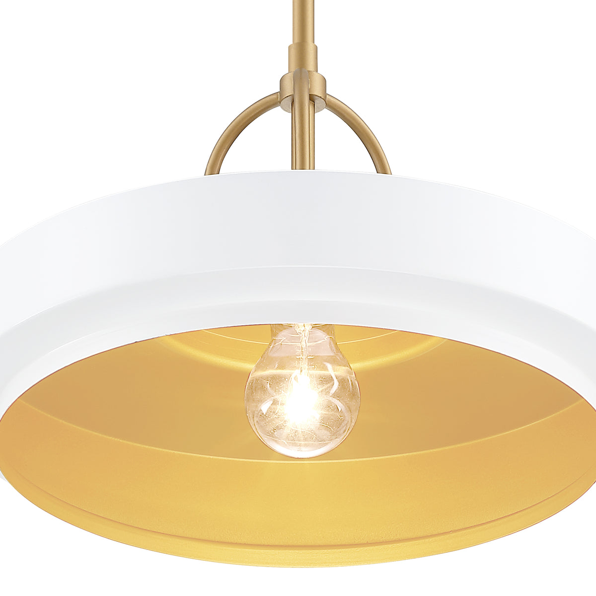 Odea 60-Watt 1-Light Matte White Transitional Pendant Light with Matte White Metal Shade and No Bulbs Included