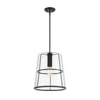 Alonzo 60-Watt 1-Light Matte Black Modern Pendant Light with Clear Glass Shade and No Bulbs Included